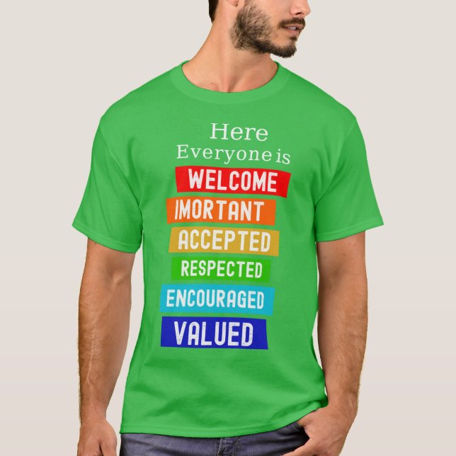 Camiseta Here Everyone Is Welcome Important Idaho Teacher F (Anverso)