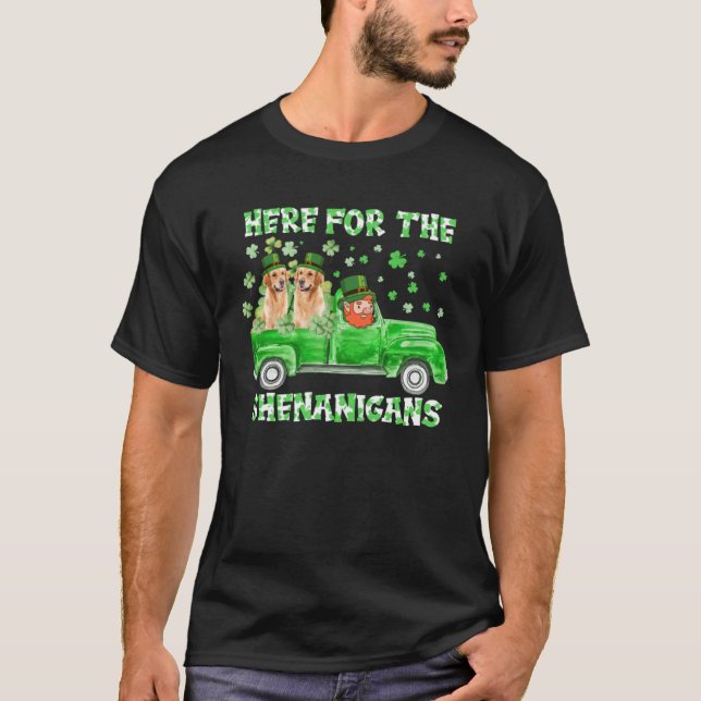 Camiseta Here For The Shenanigans Golden Retriever St Patri (Anverso)