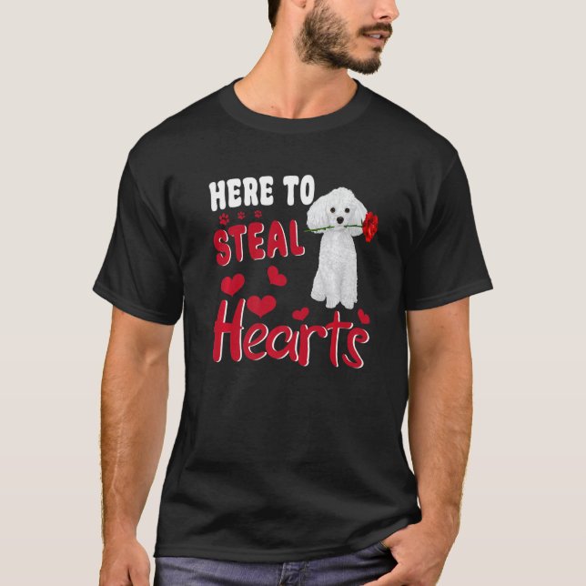 Camiseta Here To Steal Hearts Funny Toy Poodle Dog Valentin (Anverso)
