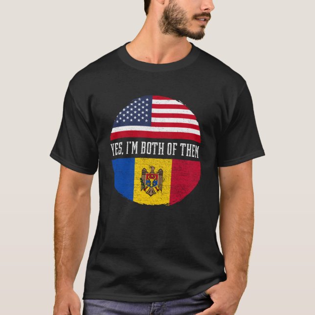 Camiseta Heredado Moldavia con la bandera estadounidense mi (Anverso)