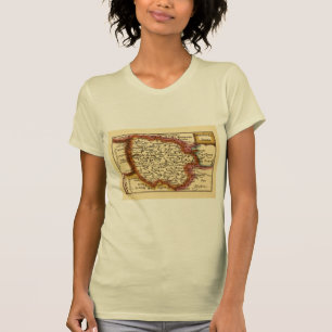 Camiseta Herefordshire County England Mapa anticuario antig