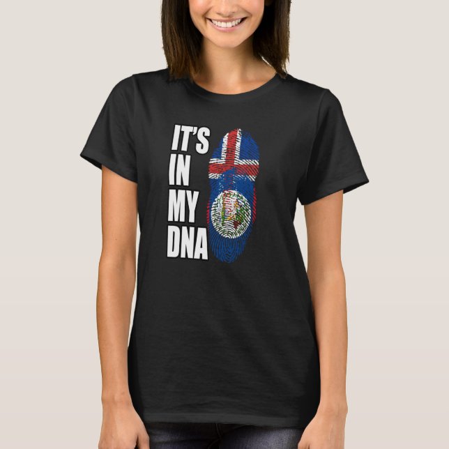 Camiseta Herencia Belice E Islandesa Mezcla De Bandera De A (Anverso)