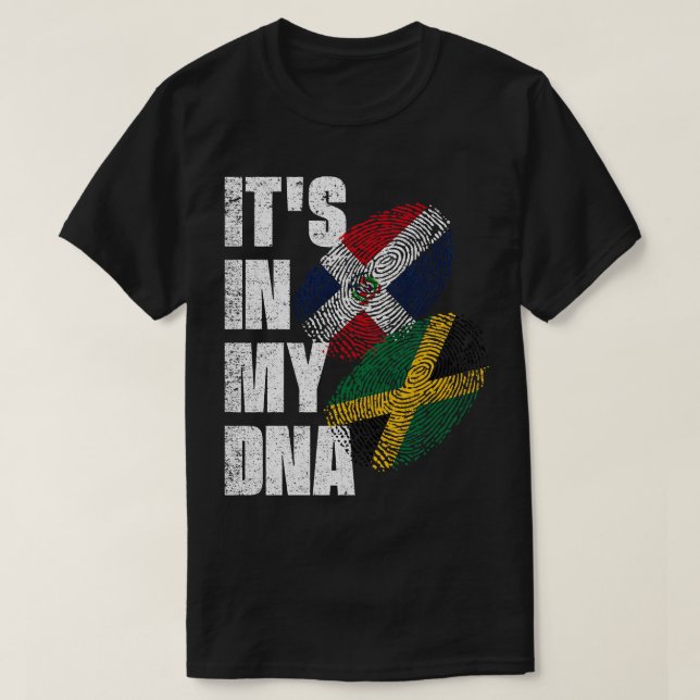 Camiseta Herencia De Bandera De ADN De La Mezcla Jamaiquina (Diseño del anverso)
