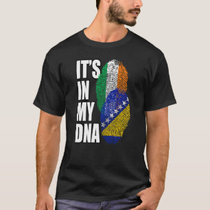 Camiseta Herencia De Bandera De ADN Mezcla Bosnio E Irlandé