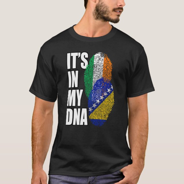 Camiseta Herencia De Bandera De ADN Mezcla Bosnio E Irlandé (Anverso)