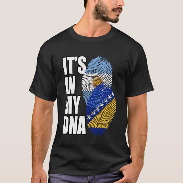 Camiseta Herencia de Bandera de ADN Mezcla de Bosnia y Arge (Anverso)
