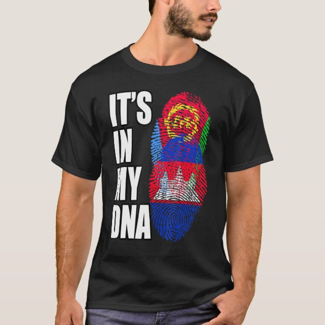 Camiseta Herencia De Bandera De ADN Mezcla De Camboya Y Eri (Anverso)