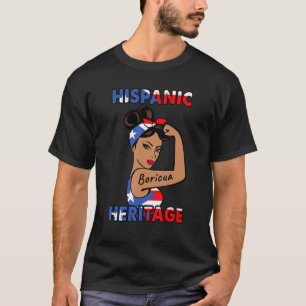 Camiseta Herencia hispana Bandera boricua de mujeres Puerto