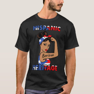 Camiseta Herencia hispana Bandera boricua de mujeres Puerto