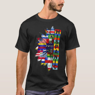 Camiseta Herencia hispánica de países latinos de girasoles