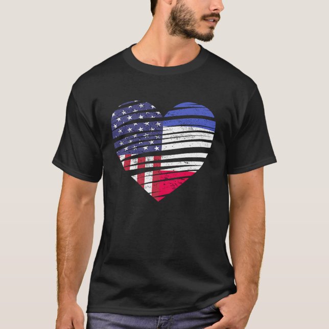 Camiseta Herencia Patriótica Americana del Corazón Crecido  (Anverso)