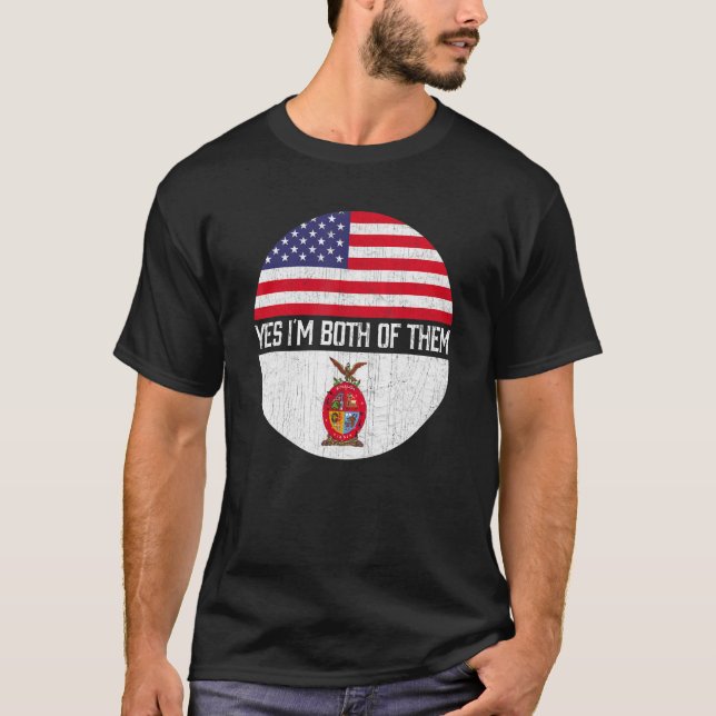 Camiseta Heri de familia de bandera norteamericana mitad si (Anverso)