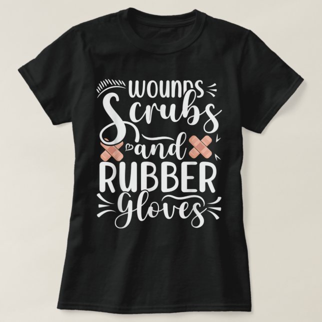 Camiseta Heridas Scrubs Guantes De Goma Herida Enfermera En (Diseño del anverso)