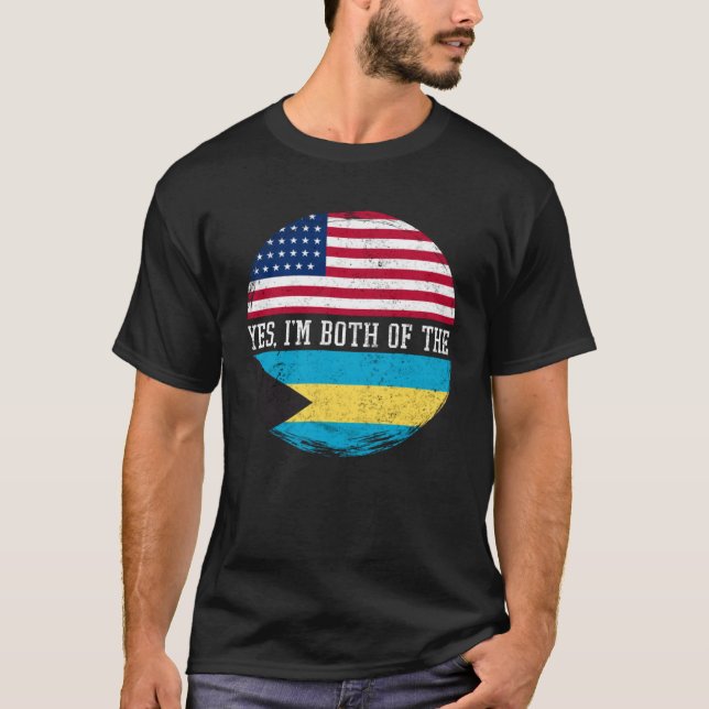 Camiseta Herit de Bahamas, la mitad de bahameña de bandera  (Anverso)