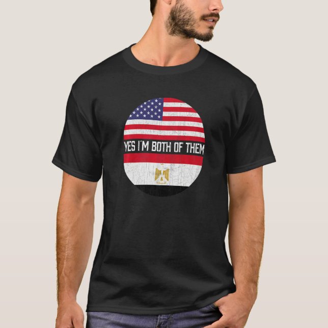 Camiseta Herita de la bandera norteamericana mitad egipcia  (Anverso)