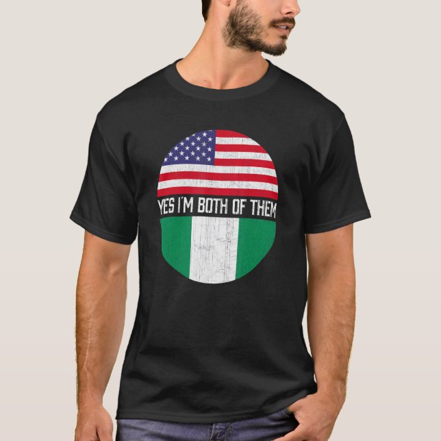 Camiseta Herita, familia de bandera estadounidense mitad ni (Anverso)