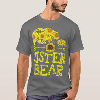 Camiseta Hermana Bear Sunflower Graciosa Madre Padre Regalo