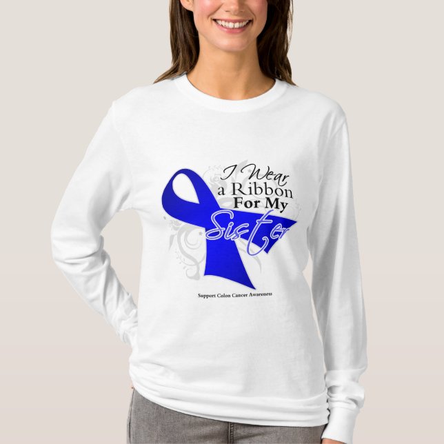 Camiseta Hermana Blue Ribbon - cáncer de colon (Anverso)
