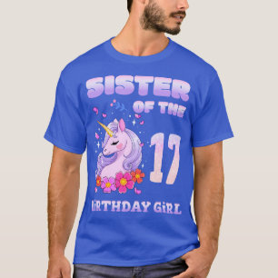 Camiseta Hermana Cute Unicornio Del Chica De Cumpleaños 17