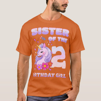 Camiseta Hermana Cute Unicornio Del Segundo Chica De Cumple