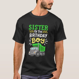 Camiseta Hermana De Birthday Boy Garbage Truck Cumpleaños