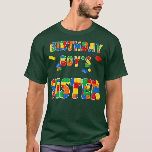 Camiseta Hermana De Bloque De Construcción De Un Niño De Cu (Anverso)