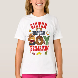 Camiseta Hermana de Cowboy del niño de cumpleaños