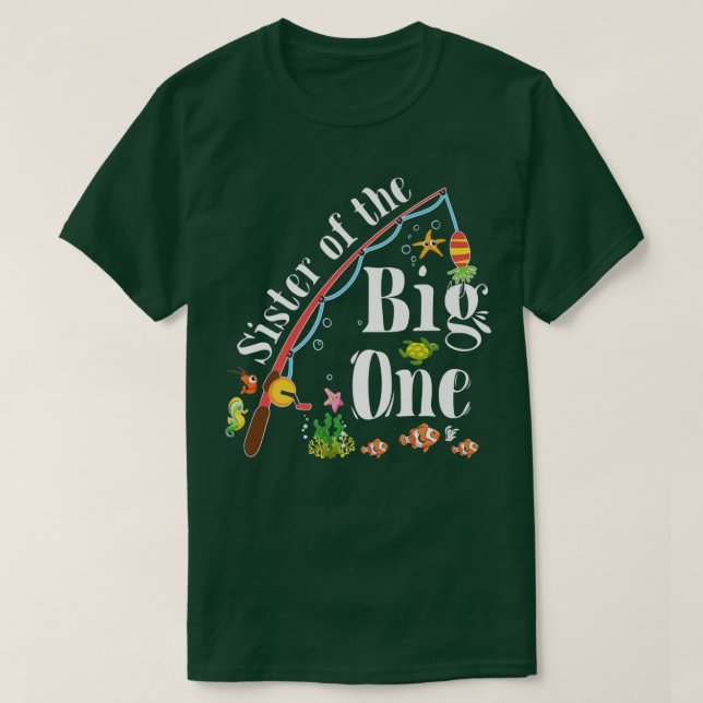 Camiseta Hermana De Cumpleaños Familiar Del Gran Ave Pesque (Diseño del anverso)