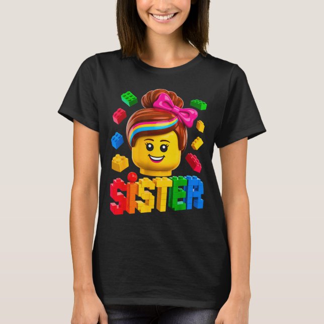 Camiseta hermana de familia maestro constructor ladrillos d (Anverso)