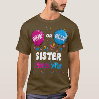 Camiseta Hermana de globo rosa o azul ama a tu género