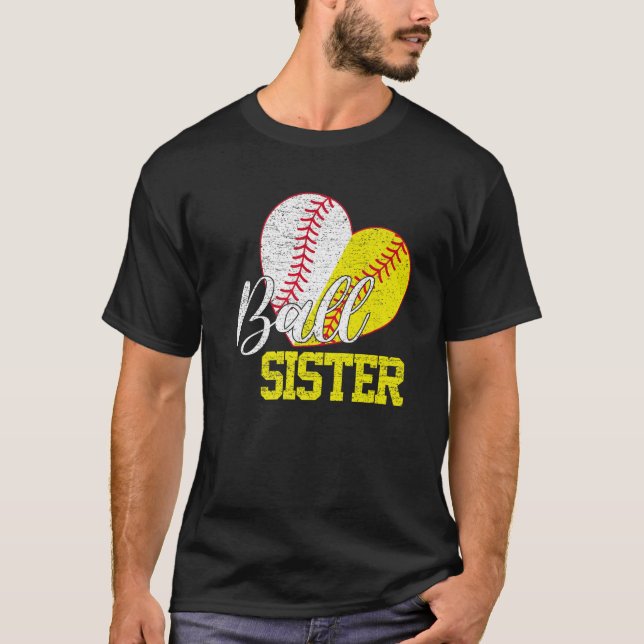 Camiseta Hermana De La Bola De Los Dos Regalos De Softbol D (Anverso)