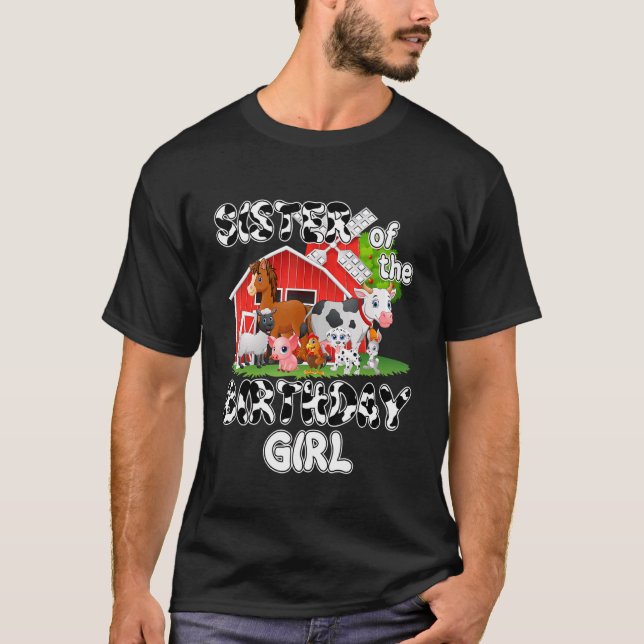 Camiseta Hermana De La Chica De Cumpleaños Cow Farm Animal  (Anverso)