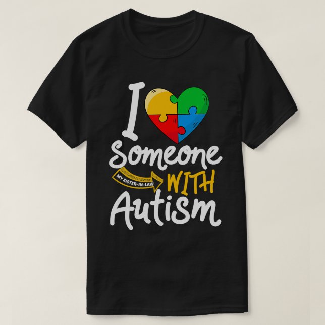 Camiseta Hermana de la conciencia del autismo en la ley con (Diseño del anverso)