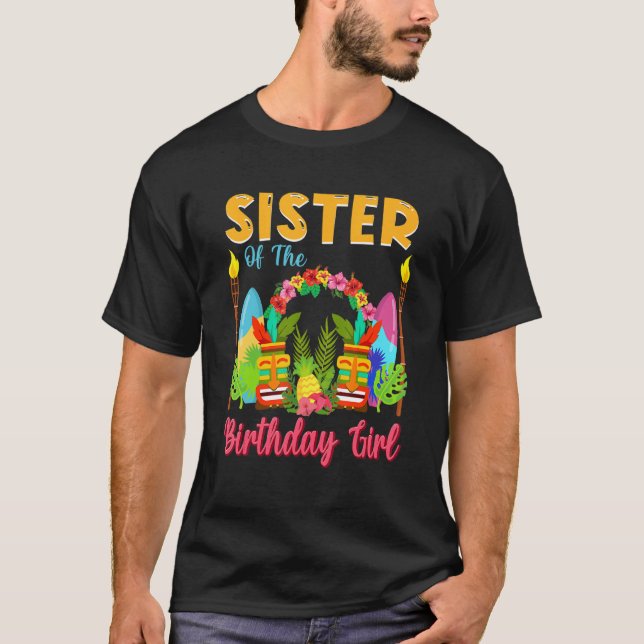 Camiseta Hermana De La Cumbre De Cumpleaños Del Chica Hawai (Anverso)