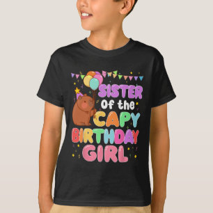 Camiseta Hermana De La Familia Capy Chica De Cumpleaños Cap