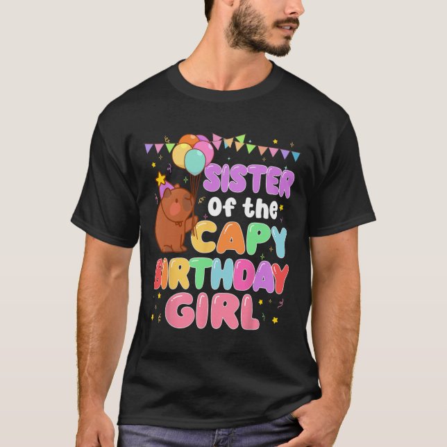 Camiseta Hermana De La Familia Capy Chica De Cumpleaños Cap (Anverso)