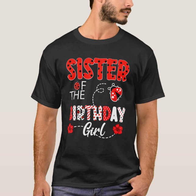Camiseta Hermana De La Familia Chica De Cumpleaños Ladybug  (Anverso)