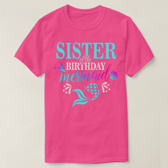 Camiseta Hermana De La Familia De Cumpleaños De La Sirenita (Diseño del anverso)