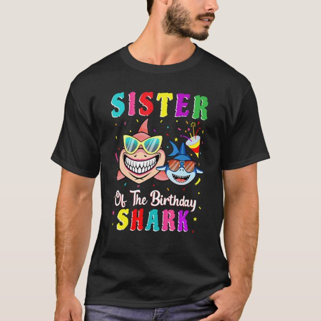 Camiseta Hermana De La Familia De Cumpleaños De Los Tiburon (Anverso)