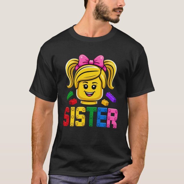 Camiseta Hermana de la familia Maestro Constructor Bloques  (Anverso)