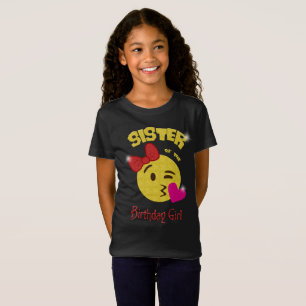 Camiseta Hermana de la fiesta de cumpleaños de la emoji del