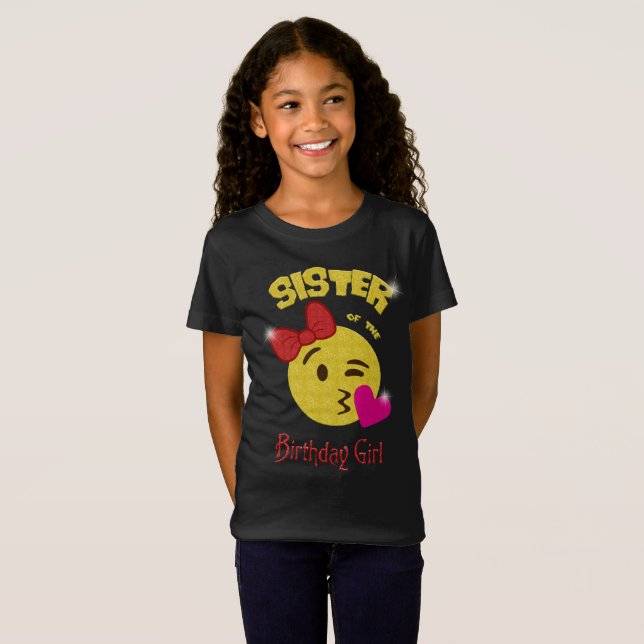Camiseta Hermana de la fiesta de cumpleaños de la emoji del (Anverso completo)