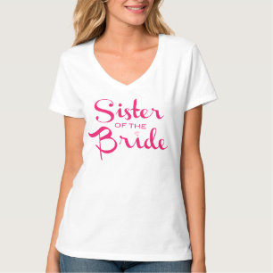 Camiseta Hermana de la novia rosada en blanco