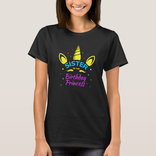 Camiseta Hermana De La Princesa De Cumpleaños Bday Unicorn  (Anverso)