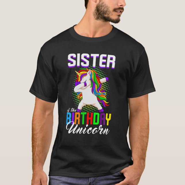 Camiseta Hermana De La Princesa De Cumpleaños Unicorn Dabbi (Anverso)