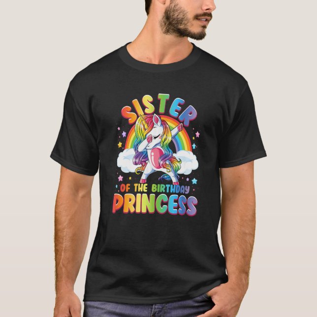 Camiseta Hermana De La Princesa De Cumpleaños Unicorn Match (Anverso)