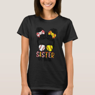 Camiseta Hermana De Las Dos Mujeres Bun De Softball De Béis