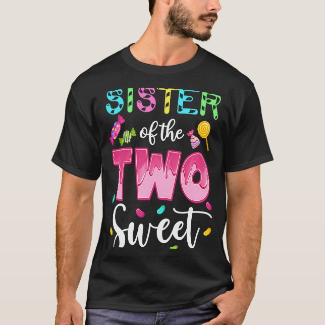 Camiseta Hermana de los dos dulces Chicas 2º cumpleaños Can (Anverso)
