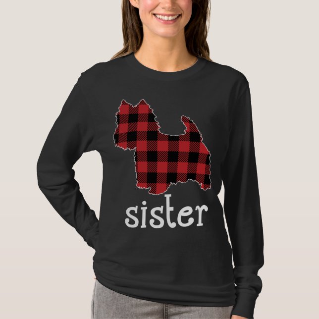 Camiseta Hermana de Red Plaid Navidades Westie Papá Coincid (Anverso)