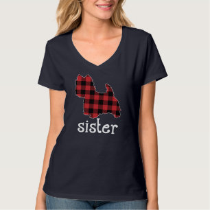 Camiseta Hermana de Red Plaid Navidades Westie Papá Coincid